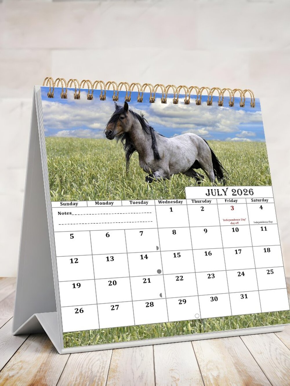 2026-2027 18 Months Standing Flip Desk Calendar Desktop Planner (Horses)